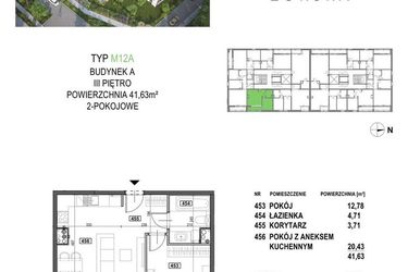 Rzut - Mieszkanie na sprzedaż 2 pokoje o powierzchni 41,63 m² - numer M12A.P4 w Apartamenty Żorska