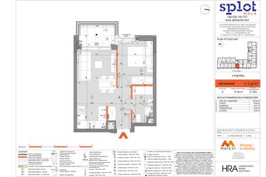 Rzut - Mieszkanie na sprzedaż 2 pokoje o powierzchni 37,3 m² - numer F1.C.04.02 w Splot Wola