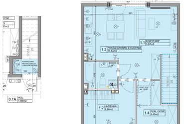 Rzut - Mieszkanie na sprzedaż 3 pokoje o powierzchni 56,07 m² - numer 102 w Manufaktura Marki 2 etap IV