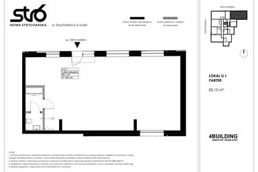 Rzut - Lokal użytkowy na sprzedaż 1 pokój o powierzchni 85,1 m² - numer U.1 w Nowa Strycharska | STR 6
