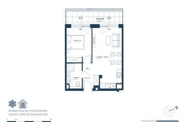 Rzut - Mieszkanie na sprzedaż 2 pokoje o powierzchni 41,26 m² - numer 18.A2 w Nadmorska Darłowo