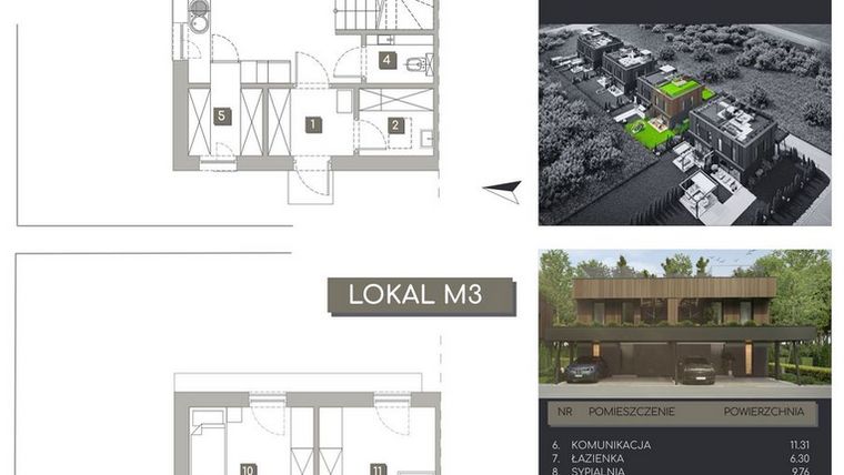 Rzut - Dom na sprzedaż 3 pokoje o powierzchni 110,32 m² - numer M3 w Pylna Residence