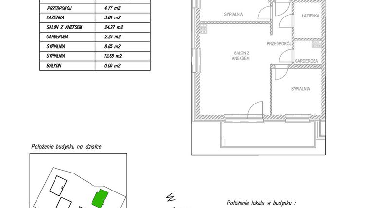 Rzut - Mieszkanie na sprzedaż 3 pokoje o powierzchni 56,26 m² - numer A9 w Osiedle Zuchów