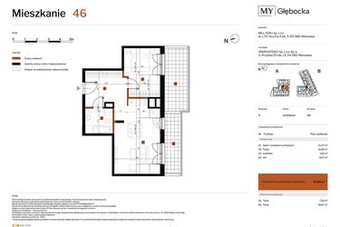 Rzut - Mieszkanie na sprzedaż 2 pokoje o powierzchni 47,84 m² - numer 46 w MY Głębocka