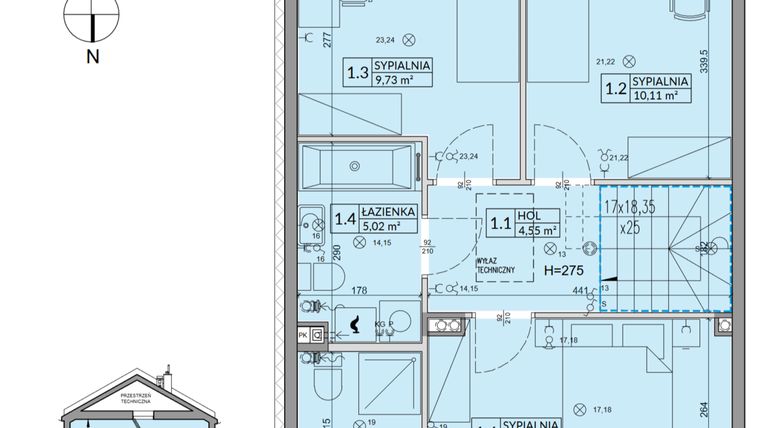 Rzut - Dom na sprzedaż 5 pokoi o powierzchni 94,5 m² - numer 177A w Arkady Walendów etap 5