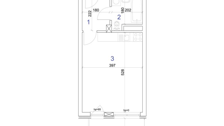 Rzut - Mieszkanie na sprzedaż 1 pokój o powierzchni 28,75 m² - numer 6A.31 w Mierzeja Wiślana etap IV