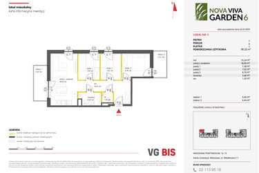 Rzut - Mieszkanie na sprzedaż 4 pokoje o powierzchni 57,07 m² - numer 9 w Nova Viva Garden 6