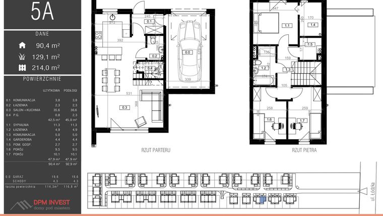 Rzut - Dom na sprzedaż 4 pokoje o powierzchni 114,3 m² - numer 5A w Family Park Ksawerów IV