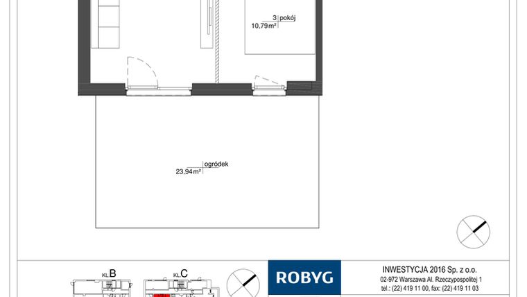 Rzut - Mieszkanie na sprzedaż 2 pokoje o powierzchni 39,9 m² - numer RM/2A/C/0/3 w Rytm Mokotowa - etap 2A