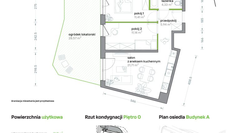 Rzut - Mieszkanie na sprzedaż 1 pokój o powierzchni 33,13 m² - numer A/KL2/0/03 w Podhalańska Vita
