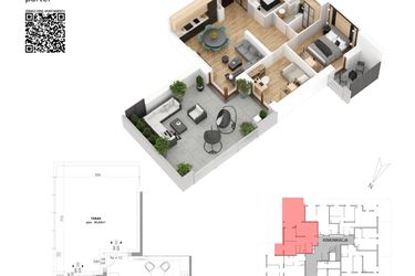 Rzut - Mieszkanie na sprzedaż 3 pokoje o powierzchni 59,36 m² - numer 5 w Villa Park - Etap IV