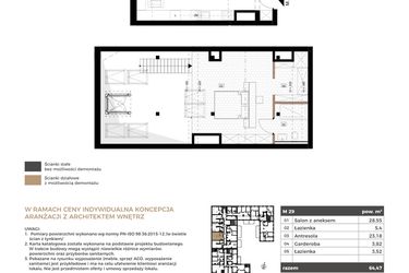 Rzut - Mieszkanie na sprzedaż 2 pokoje o powierzchni 64,47 m² - numer M29 w Apartamenty Królewska Huta