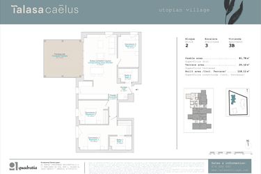 Rzut - Mieszkanie na sprzedaż 3 pokoje o powierzchni 81 m² - numer 2.3B w Talasa Caelus -  Denia