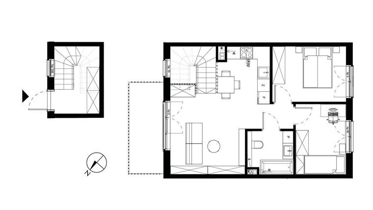 Rzut - Mieszkanie na sprzedaż 3 pokoje o powierzchni 49,31 m² - numer 28.2 w Komfortia IV