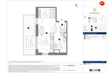 Rzut - Mieszkanie na sprzedaż 1 pokój o powierzchni 31,58 m² - numer H45 w Apartamenty Park Matecznego Etap 2.2