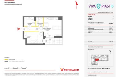 Rzut - Mieszkanie na sprzedaż 2 pokoje o powierzchni 42,15 m² - numer A.58 w Viva Piast 5