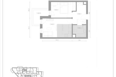 Rzut - Mieszkanie na sprzedaż 2 pokoje o powierzchni 43,47 m² - numer M3 w Apartamenty Casa Sole
