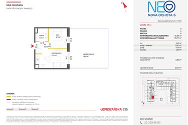 Rzut - Mieszkanie na sprzedaż 2 pokoje o powierzchni 30,43 m² - numer 2 w Neo Nova Ochota 6