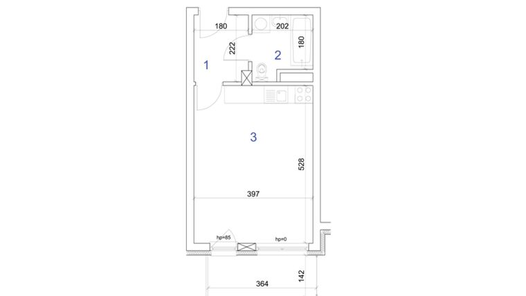 Rzut - Mieszkanie na sprzedaż 1 pokój o powierzchni 29,04 m² - numer 6.79 w Mierzeja Wiślana etap IV