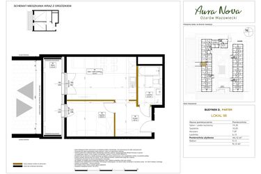 Rzut - Mieszkanie na sprzedaż 2 pokoje o powierzchni 44,12 m² - numer 98 w Aura Nova etap II