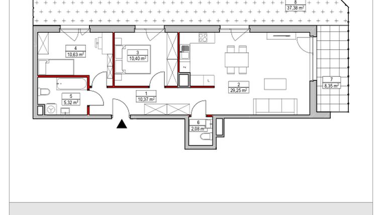 Rzut - Mieszkanie na sprzedaż 3 pokoje o powierzchni 68,05 m² - numer D2.2.0.1 w Nowy Targówek VI