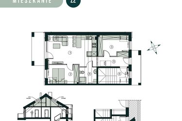 Rzut - Mieszkanie na sprzedaż 3 pokoje o powierzchni 66,43 m² - numer Z2 w Aleja Wiśniowa Pogórze