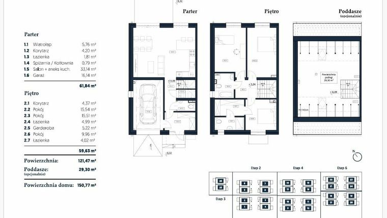Rzut - Dom na sprzedaż 5 pokoi o powierzchni 121,47 m² - numer 1 w Iwa Park