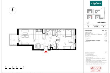 Rzut - Mieszkanie na sprzedaż 3 pokoje o powierzchni 74,22 m² - numer J.7.01 w CityFlow etap II