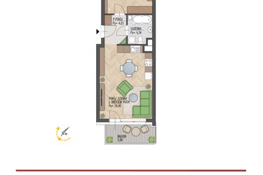 Rzut - Mieszkanie na sprzedaż 2 pokoje o powierzchni 46,41 m² - numer 31 w Enklawa Starosielce