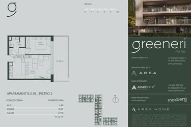 Rzut - Mieszkanie na sprzedaż 2 pokoje o powierzchni 41,72 m² - numer B.2.16 w Greeneri Park