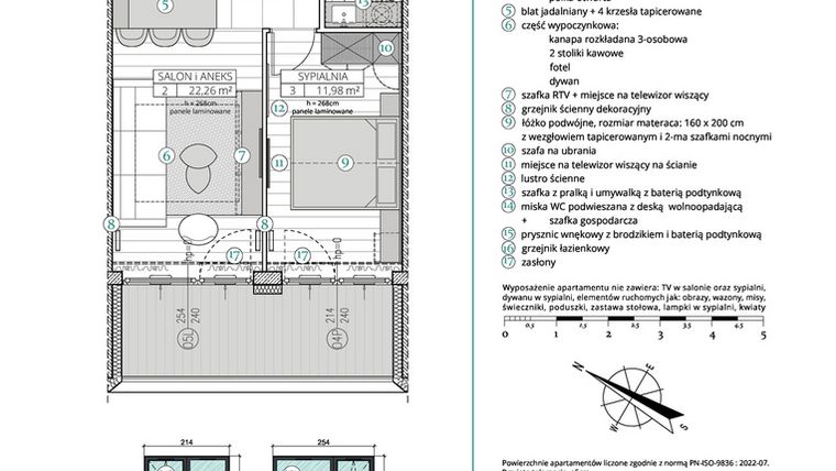 Rzut - Mieszkanie na sprzedaż 2 pokoje o powierzchni 42,87 m² - numer A.3.4 w Remedium