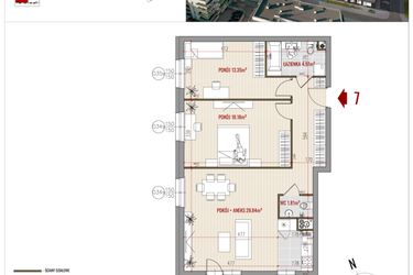 Rzut - Mieszkanie na sprzedaż 3 pokoje o powierzchni 77,13 m² - numer 7 w HUZAR B3