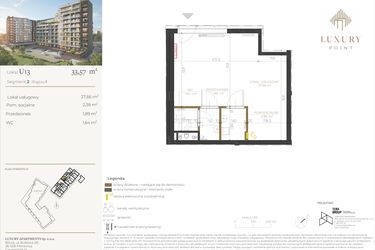 Rzut - Lokal użytkowy na sprzedaż 1 pokój o powierzchni 33,57 m² - numer LU13 w LUXURY POINT