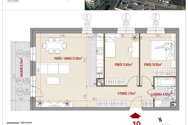 Rzut - Mieszkanie na sprzedaż 3 pokoje o powierzchni 66,46 m² - numer 19 w HUZAR B3