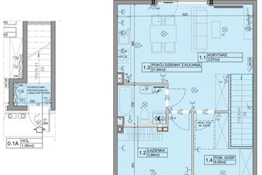 Rzut - Mieszkanie na sprzedaż 3 pokoje o powierzchni 56,07 m² - numer 90 w Manufaktura Marki 2 etap IV