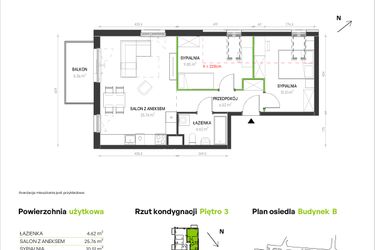 Rzut - Mieszkanie na sprzedaż 3 pokoje o powierzchni 57,26 m² - numer B/C/16 w Augustowska Vita