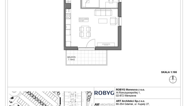 Rzut - Mieszkanie na sprzedaż 3 pokoje o powierzchni 58,85 m² - numer 3.12.3M08 w Szumilas bud. 3.11 - 3.15