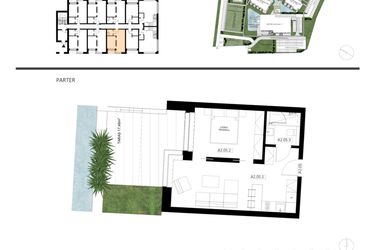 Rzut - Mieszkanie na sprzedaż 2 pokoje o powierzchni 39,4 m² - numer A2.05 w Apartamenty Dźwirzyno