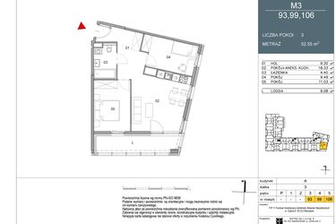 Rzut - Mieszkanie na sprzedaż 2 pokoje o powierzchni 52,55 m² - numer 99 w Morwowa 5