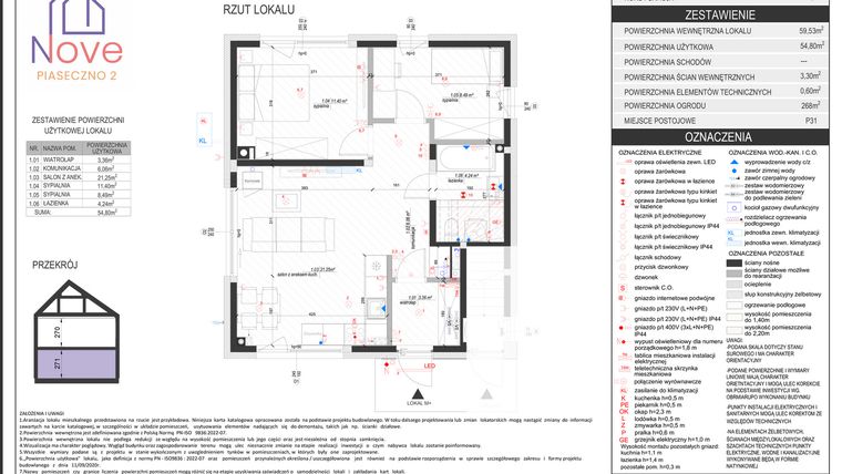 Rzut - Dom na sprzedaż 3 pokoje o powierzchni 54,8 m² - numer G4.1 w Nove Piaseczno 2 etap G
