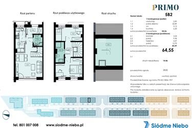 Rzut - Mieszkanie na sprzedaż 3 pokoje o powierzchni 64,55 m² - numer 5B2 w Osiedle Primo
