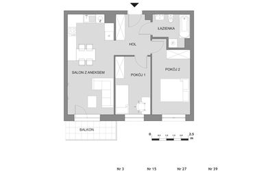 Rzut - Mieszkanie na sprzedaż 3 pokoje o powierzchni 54,99 m² - numer B3.4 w Osiedle Aleksandria II - budynek B