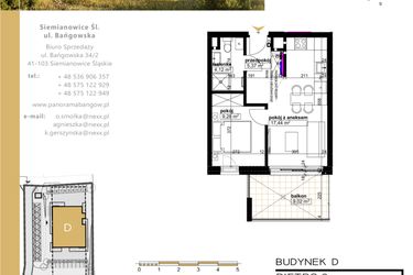 Rzut - Mieszkanie na sprzedaż 2 pokoje o powierzchni 36,21 m² - numer D.3.6 w Panorama Bańgów Etap II
