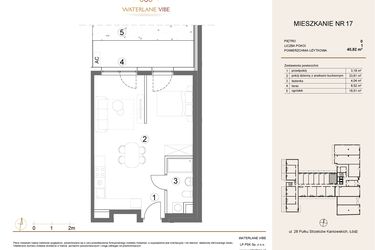 Rzut - Mieszkanie na sprzedaż 1 pokój o powierzchni 40,82 m² - numer 17 w Waterlane Vibe
