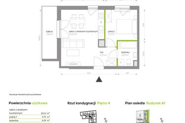 Rzut - Mieszkanie na sprzedaż 2 pokoje o powierzchni 38,43 m² - numer A1.4B68 w Bemowo Vita