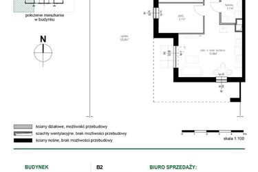 Rzut - Mieszkanie na sprzedaż 3 pokoje o powierzchni 52,03 m² - numer M6 w Wędrowna II