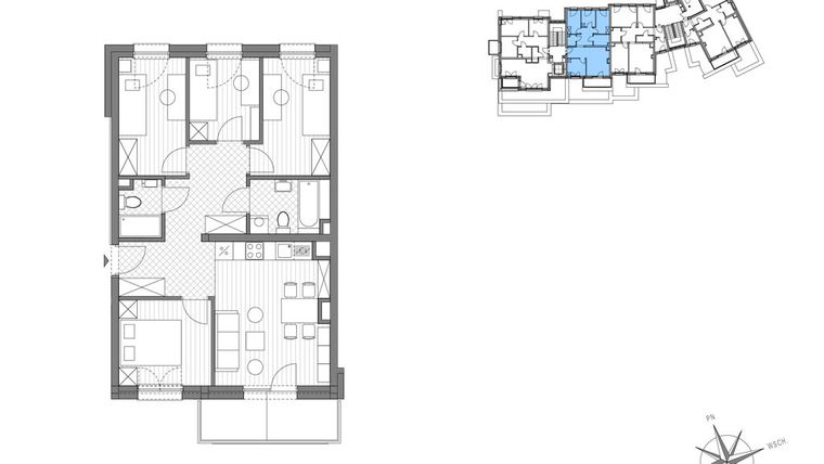 Rzut - Mieszkanie na sprzedaż 5 pokoi o powierzchni 69,07 m² - numer A.8 w Stawowa ABC
