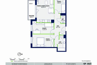Rzut - Mieszkanie na sprzedaż 4 pokoje o powierzchni 74,05 m² - numer 43 w Wolne Miasto etap VII