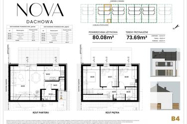 Rzut - Dom na sprzedaż 4 pokoje o powierzchni 80,08 m² - numer B4 w Nova Dachowa II