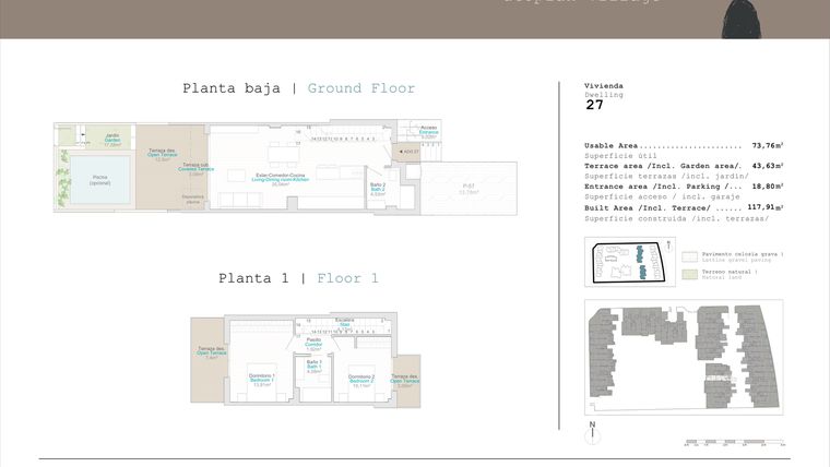 Rzut - Mieszkanie na sprzedaż 2 pokoje o powierzchni 73,76 m² - numer 0-AD-27 w Apartamenty w El Verger - 76383115